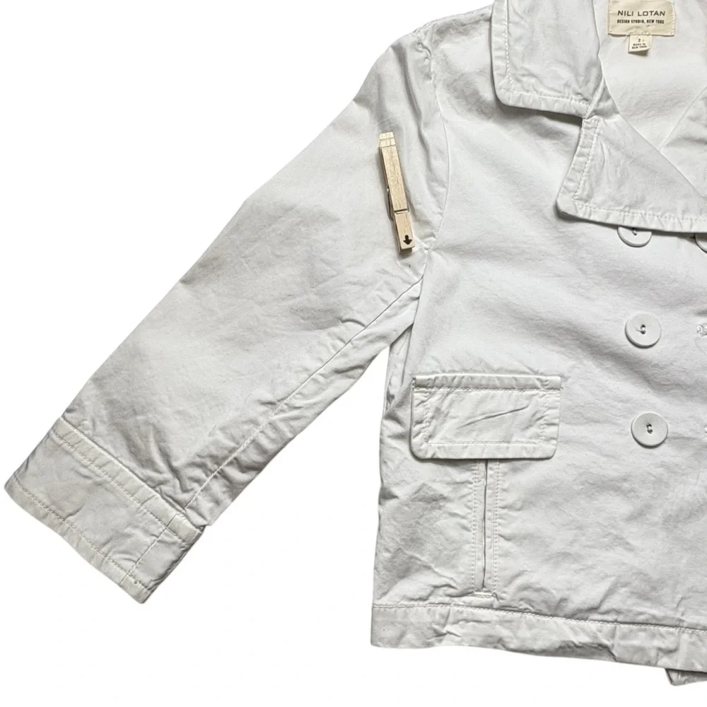 NILI LOTAN Cropped Cotton Ira Jacket Size 2 PFD Condensed 3/4 Sleeve Eggshell - Picture 4 of 13